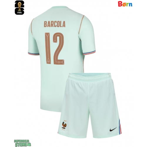 Frankrig Bradley Barcola #12 Replika Babytøj Udebanesæt Børn VM 2026 Kortærmet (+ Korte bukser)